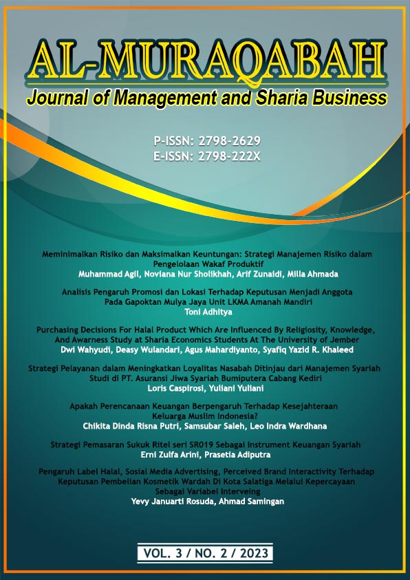 					View Vol. 3 No. 2 (2023): Al-Muraqabah: Journal of Management and Sharia Business
				